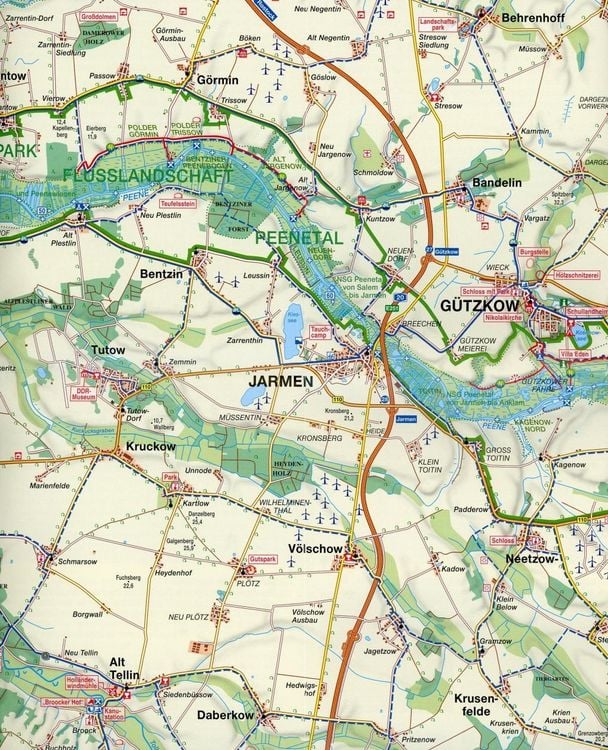 Produktbild: Naturparkregion Flusslandschaft Peenetal 1 : 75 000. Wassererlebnis- und Freizeitkarte