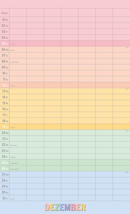 Produktbild: Megaplaner 2027 mit 7 Spalten