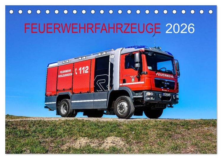 Produktbild: Feuerwehrfahrzeuge (Tischkalender 2026 DIN A5 quer), CALVENDO Monatskalender