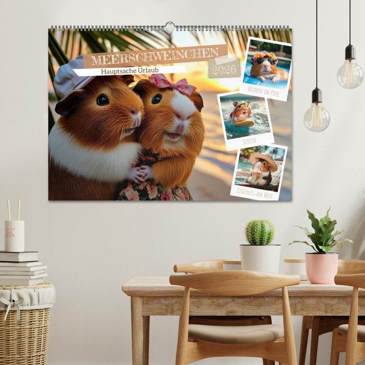 Produktbild: Meerschweinchen - Hauptsache Urlaub (Wandkalender 2026 DIN A2 quer), CALVENDO Monatskalender
