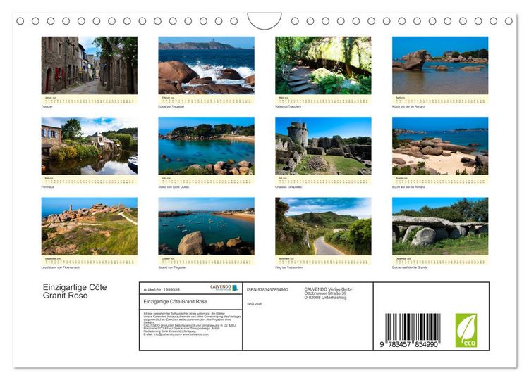 Produktbild: Einzigartige C&ocirc;te Granit Rose (Wandkalender 2026 DIN A4 quer), CALVENDO Monatskalender