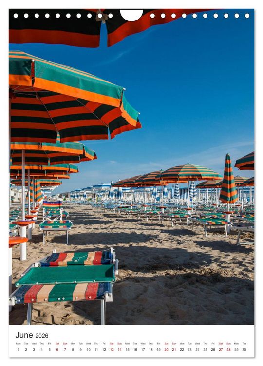 Produktbild: Rimini beach Umbrellas and cabins (Wall Calendar 2026 DIN A4 portrait), CALVENDO 12 Month Wall Calendar