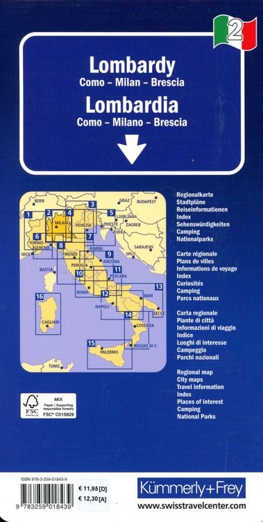 Produktbild: K&uuml;mmerly+Frey Regional-Strassenkarte 2 Lombardei 1:200.000