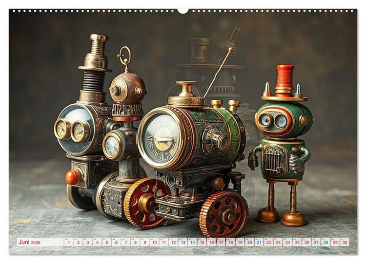 Produktbild: Mechanische Wunderwelten - Ein Jahr mit Steampunk Toys (Wandkalender 2026 DIN A2 quer), CALVENDO Monatskalender