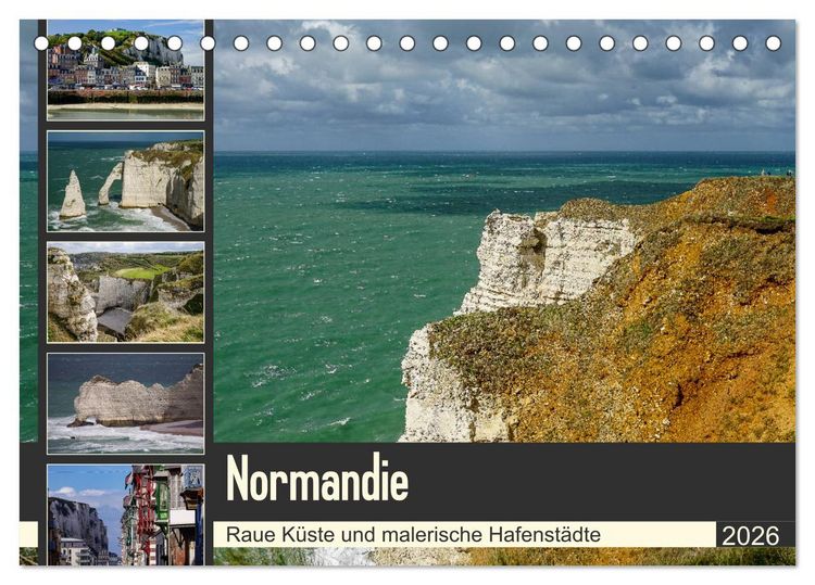 Produktbild: Normandie - Raue K&uuml;ste und malerische Hafenst&auml;dte (Tischkalender 2026 DIN A5 quer), CALVENDO Monatskalender
