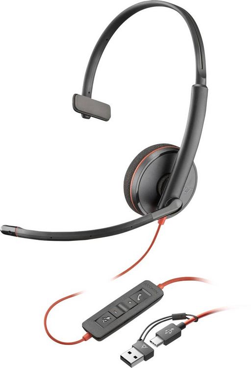 Produktbild: HP Poly Blackwire C3210 Over Ear Headset kabelgebunden Mono Schwarz Headset, Lautst&auml;rkeregelung, Mikrofon-Stummschaltung Computer