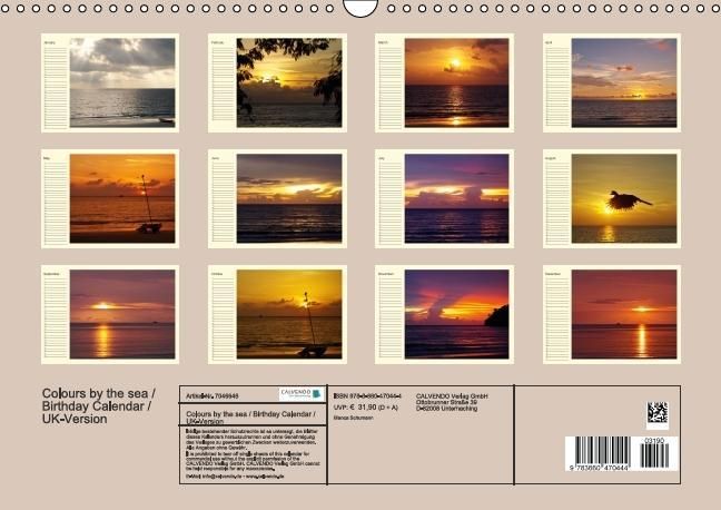 Produktbild: Colours by the sea / Birthday Calendar / UK-Version (Wall Calendar perpetual DIN A3 Landscape)