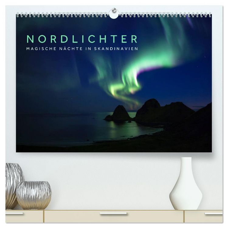 Produktbild: Nordlichter - Magische N&auml;chte in Skandinavien (hochwertiger Premium Wandkalender 2026 DIN A2 quer), Kunstdruck in Hochglanz