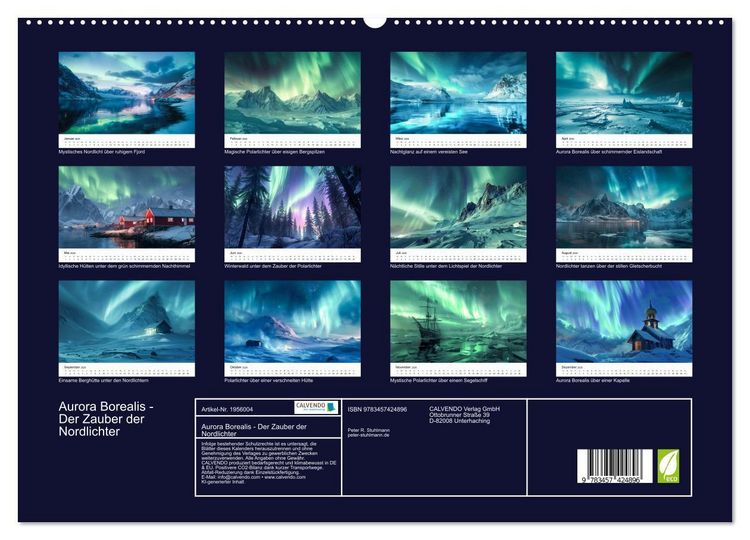 Produktbild: Aurora Borealis - Der Zauber der Nordlichter (hochwertiger Premium Wandkalender 2026 DIN A2 quer), Kunstdruck in Hochglanz