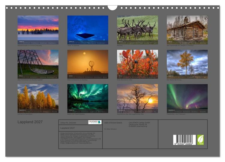Produktbild: Lappland 2027 (Wandkalender 2027 DIN A3 quer), CALVENDO Monatskalender