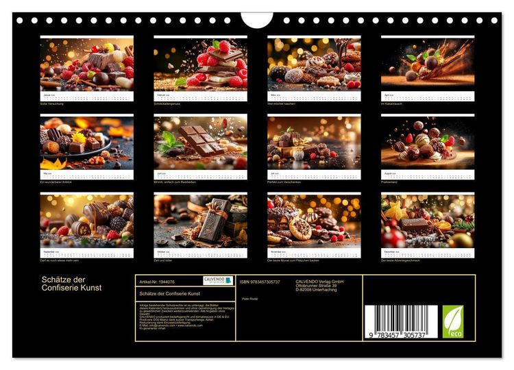 Produktbild: Sch&auml;tze der Confiserie Kunst (Wandkalender 2026 DIN A4 quer), CALVENDO Monatskalender