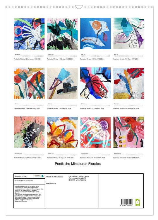 Produktbild: Poetische Miniaturen Florales (Wandkalender 2026 DIN A2 hoch), CALVENDO Monatskalender