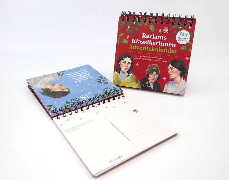 Produktbild: Reclams Klassikerinnen Adventskalender. 24 Weihnachtskarten mit Lebensweisheiten ber&uuml;hmter Frauen