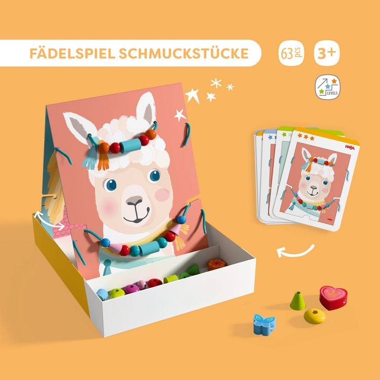 Produktbild: HABA 2012247001 - Jewelry Fun, F&auml;delspiel Schmuckst&uuml;cke, 63-teilig