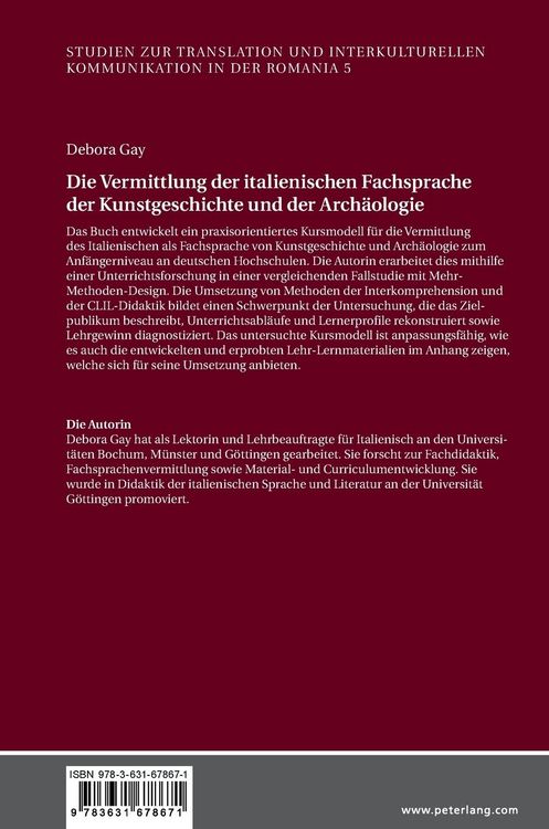 Produktbild: Die Vermittlung der italienischen Fachsprache der Kunstgeschichte und der Arch&auml;ologie