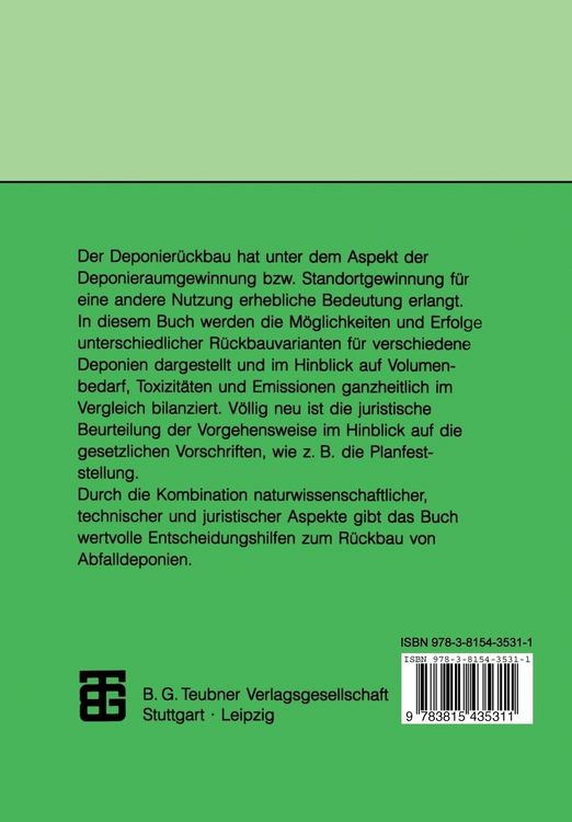 Produktbild: R&uuml;ckbau von Siedlungsabfalldeponien