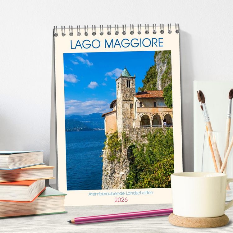 Produktbild: Lago Maggiore - Atemberaubende Landschaften (Tischkalender 2026 DIN A5 hoch), CALVENDO Monatskalender