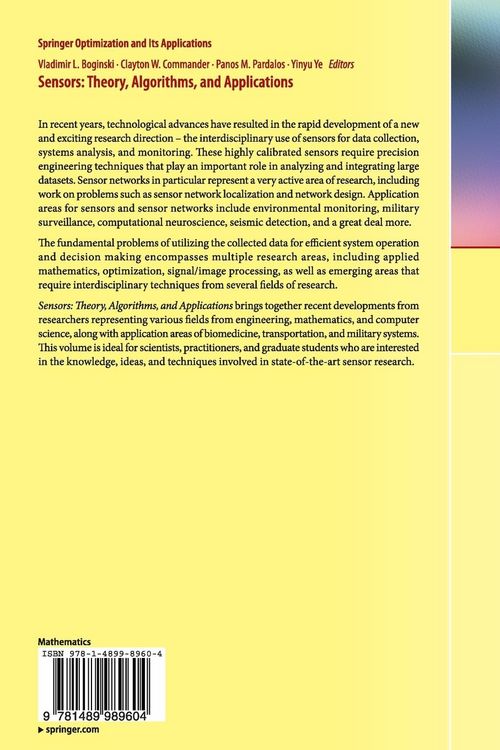 Produktbild: Sensors: Theory, Algorithms, and Applications