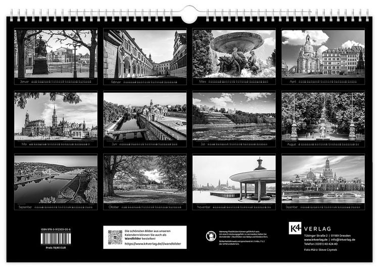 Produktbild: Kalender Dresden schwarz / wei&szlig; 2027