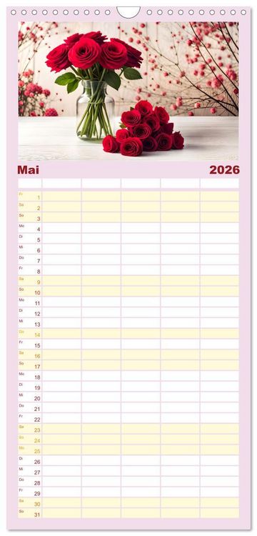 Produktbild: Familienplaner 2026 - Romantischer Terminkalender mit 5 Spalten (Wandkalender, 21 x 45 cm) CALVENDO