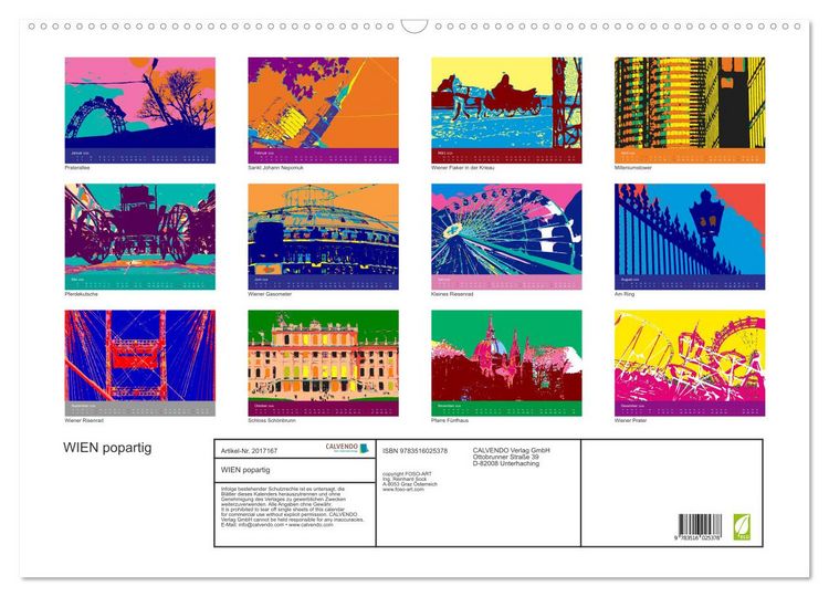 Produktbild: WIEN popartig (Wandkalender 2026 DIN A2 quer), CALVENDO Monatskalender