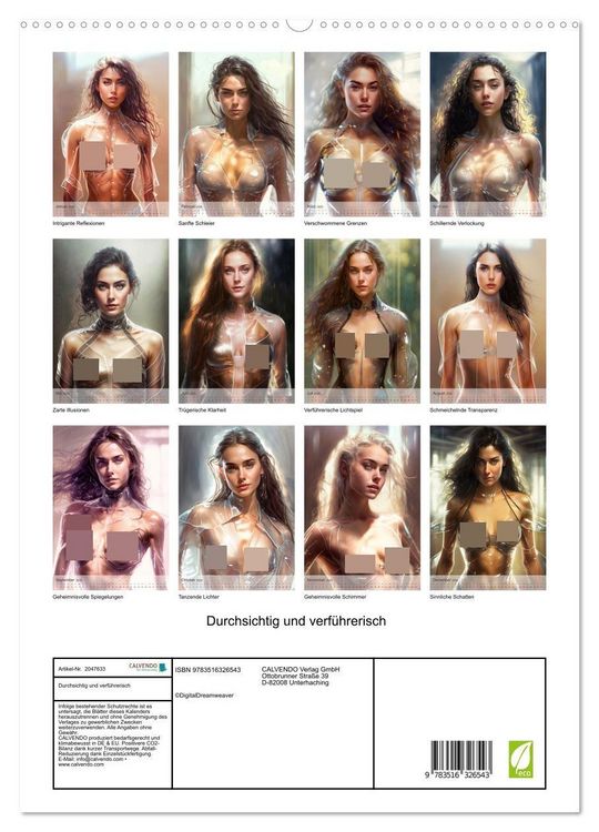 Produktbild: Durchsichtig und verf&uuml;hrerisch (hochwertiger Premium Wandkalender 2026 DIN A2 hoch), Kunstdruck in Hochglanz