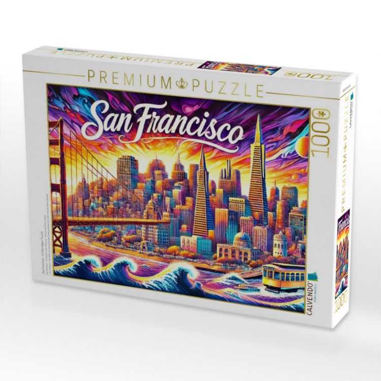 Produktbild: CALVENDO Puzzle San Francisco - In lebendiger Tusche | 1000 Teile Lege-Gr&ouml;&szlig;e 64x48cm Foto-Puzzle f&uuml;r gl&uuml;ckliche Stunden
