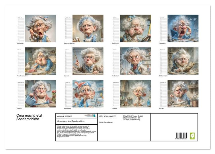 Produktbild: Oma macht jetzt Sonderschicht (Wandkalender 2026 DIN A2 quer), CALVENDO Monatskalender