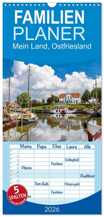 Produktbild: Familienplaner 2026 - Mein Land, Ostfriesland mit 5 Spalten (Wandkalender, 21 x 45 cm) CALVENDO