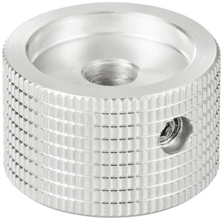 Produktbild: TRU COMPONENTS TC-11613812 Drehknopf mit Knopfmarkierung Silber (&Oslash; x H) 25 mm x 16 mm Aluminium 1 St.