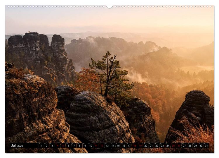 Produktbild: Elbsandsteingebirge: Unterwegs in der S&auml;chsischen und B&ouml;hmischen Schweiz (Wandkalender 2026 DIN A2 quer), CALVENDO Monatskalender