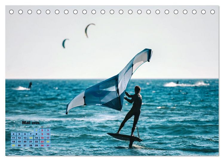 Produktbild: Wingfoilen - fliegen &uuml;ber das Wasser (Tischkalender 2026 DIN A5 quer), CALVENDO Monatskalender