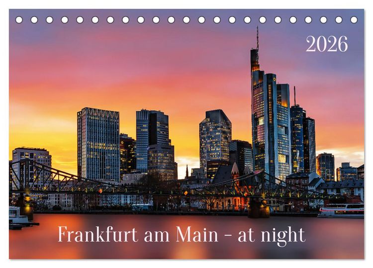 Produktbild: Frankfurt am Main - at night (Tischkalender 2026 DIN A5 quer), CALVENDO Monatskalender