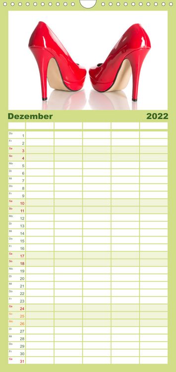 Produktbild: Familienplaner Farbenfrohe High Heels (Wandkalender 2022 , 21 cm x 45 cm, hoch)