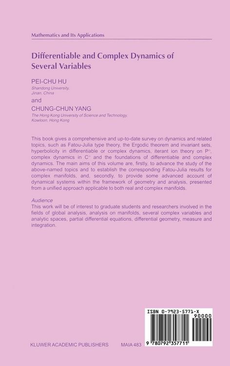 Produktbild: Differentiable and Complex Dynamics of Several Variables