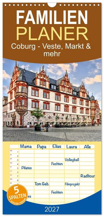 Produktbild: Familienplaner 2027 - Coburg - Veste, Markt & mehr mit 5 Spalten (Wandkalender, 21 x 45 cm) CALVENDO