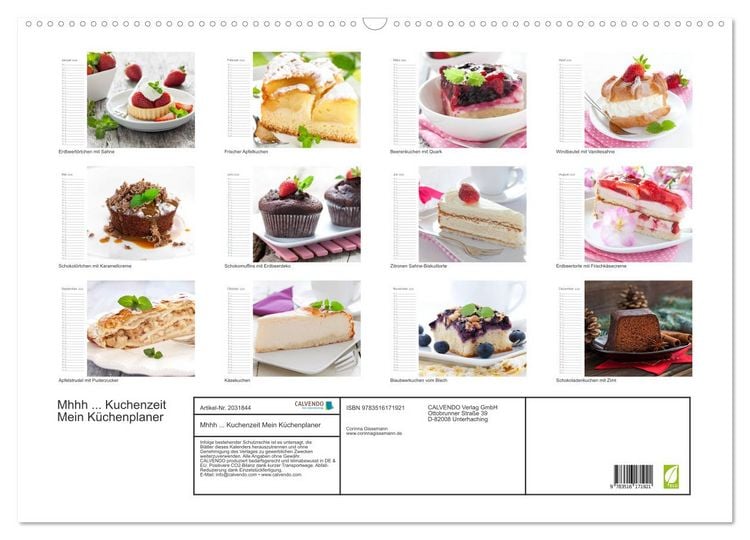 Produktbild: Mhhh ... Kuchenzeit Mein K&uuml;chenplaner (Wandkalender 2026 DIN A2 quer), CALVENDO Monatskalender