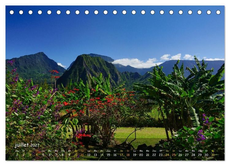 Produktbild: La R&egrave;union - C&ocirc;tes fantastiques et paysage montagneux (Calendrier de bureau 2027 DIN A5 vertical), CALVENDO calendrier mensuel