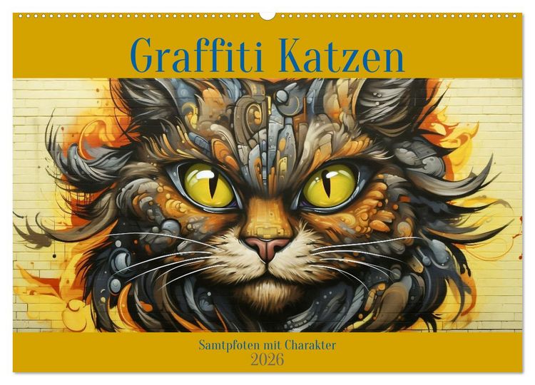 Produktbild: Graffiti Katzen (Wandkalender 2026 DIN A2 quer), CALVENDO Monatskalender