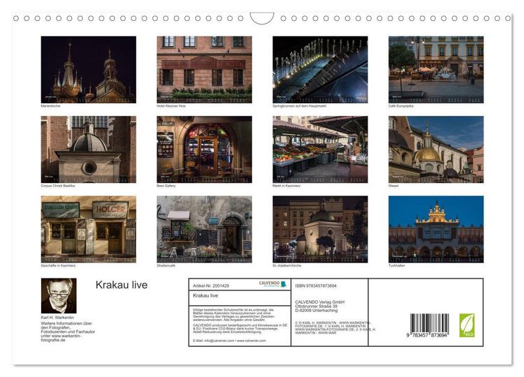 Produktbild: Krakau live (Wandkalender 2026 DIN A3 quer), CALVENDO Monatskalender