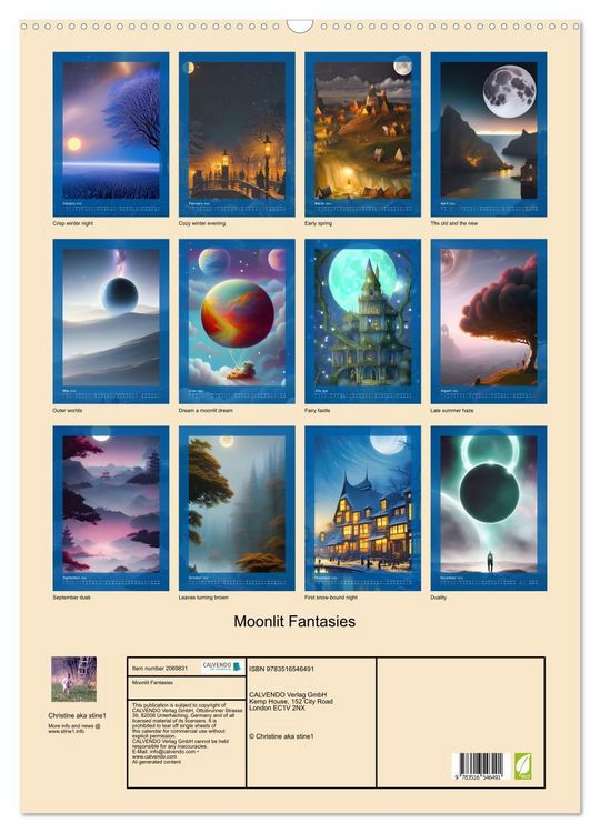 Produktbild: Moonlit Fantasies (Wall Calendar 2026 DIN A2 portrait), CALVENDO 12 Month Wall Calendar