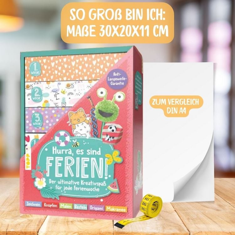 Produktbild: Die Ferien-Bastelbox: Hurra, es sind Ferien! Der ultimative Kreativspa&szlig; f&uuml;r jede Ferienwoche