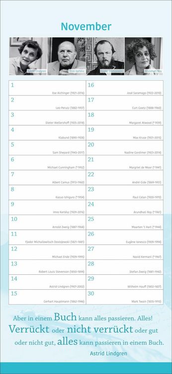 Produktbild: Der literarische Geburtstagskalender - Mit Geburtstagskindern und Zitaten