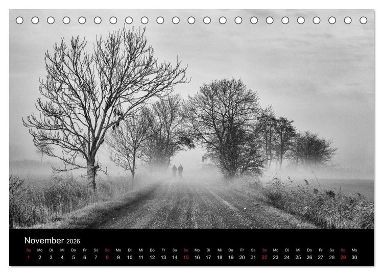 Produktbild: Ost-Friesische Schwarz-Wei&szlig;-Ansichten (Tischkalender 2026 DIN A5 quer), CALVENDO Monatskalender