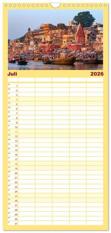 Produktbild: Familienplaner 2026 - Faszination Indien mit 5 Spalten (Wandkalender, 21 x 45 cm) CALVENDO