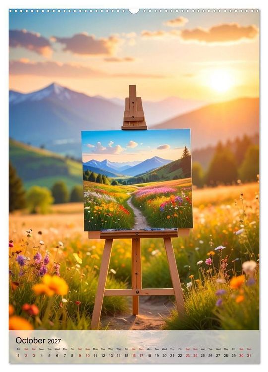 Produktbild: Easel in a Quiet World (High Quality Premium Wall Calendar 2027 DIN A2 portrait),CALVENDO 12 Month Wall Calendar