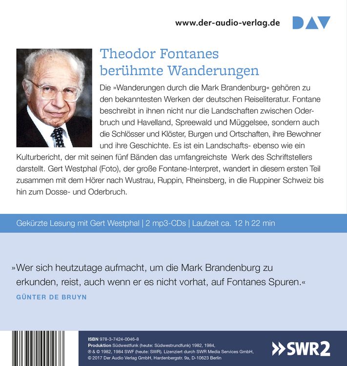 Produktbild: Wanderungen durch die Mark Brandenburg &ndash; Teil I: Die Grafschaft Ruppin / Das Oderbruch