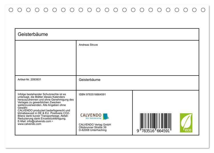 Produktbild: Geisterb&auml;ume (Tischkalender 2026 DIN A5 quer), CALVENDO Monatskalender