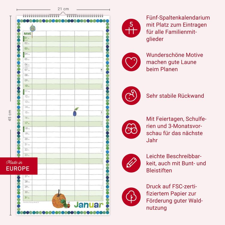 Produktbild: Die kleine Raupe Nimmersatt Familienplaner 2027