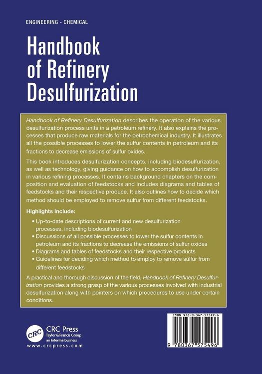 Produktbild: Handbook of Refinery Desulfurization